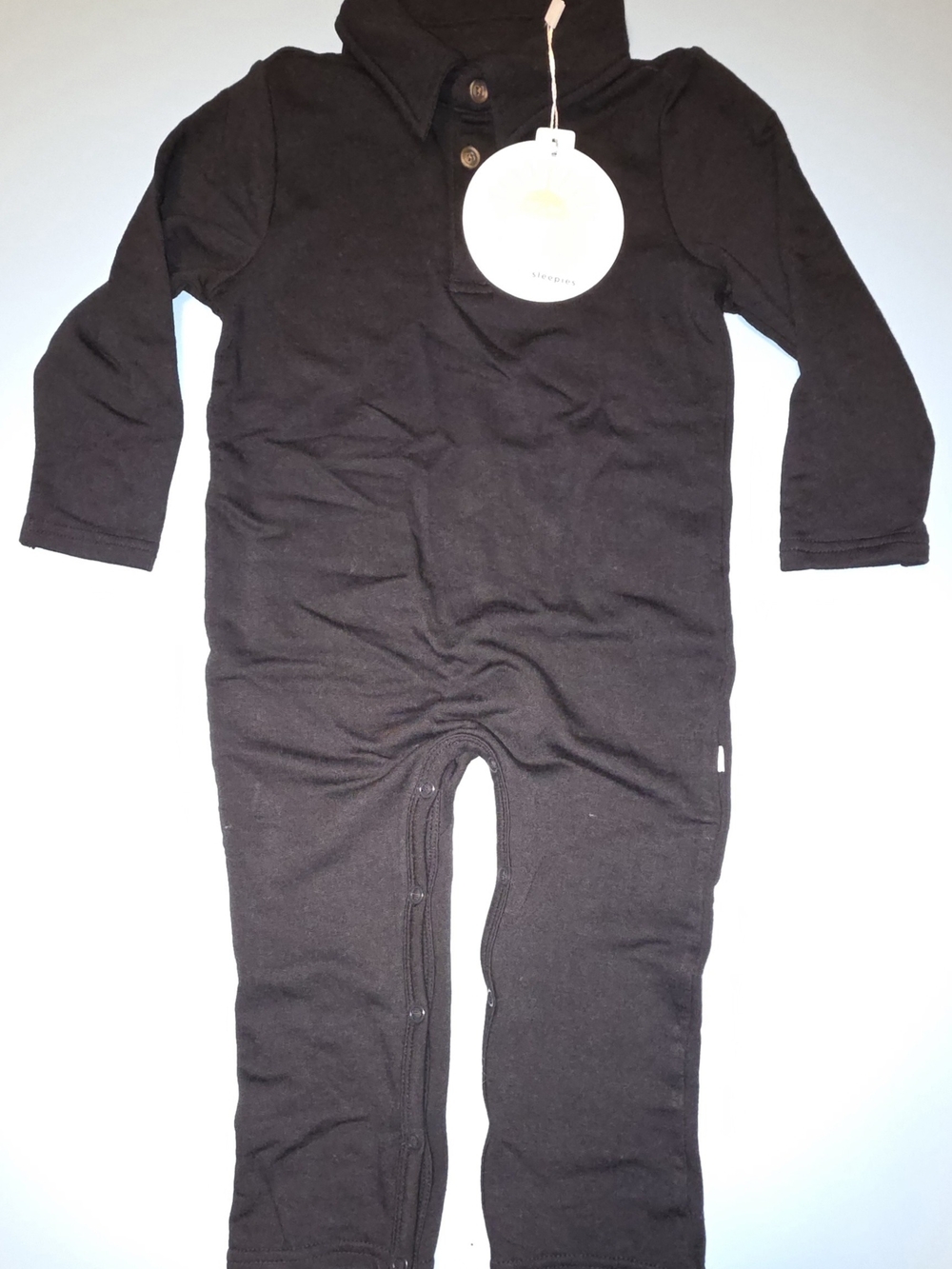 Little Sleepies  Play Black Long Sleeve One-Piece Romper Size 12-18m